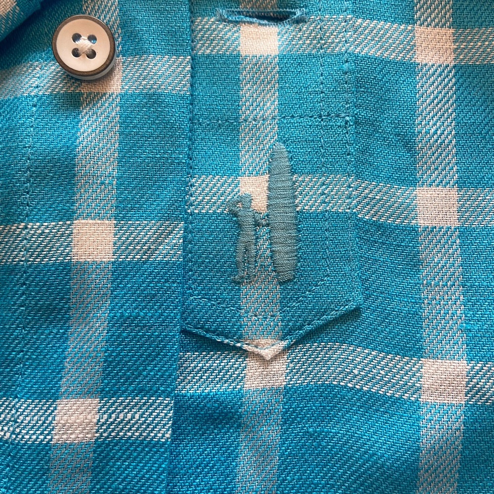 NWT johnnie-O, Men’s Medium L/S Button-Down Shirt, Teal and White, $80 - Picture 3 of 6
